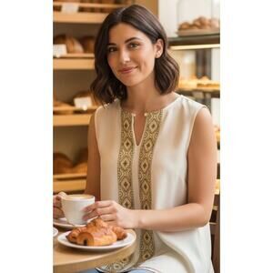 Fab’rik silk blend mediterranean style tunic blouse